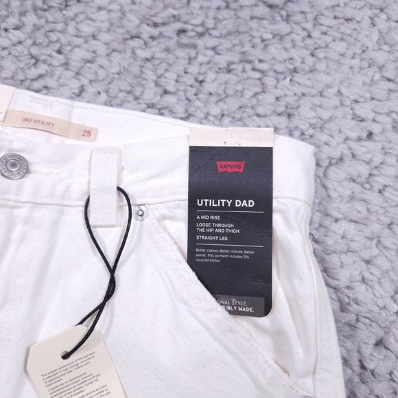 Levi’s Premium Dad Utility Jeans Baggy Loose Relaxed Straight Leg White 25 x 30 - Picture 6 of 14